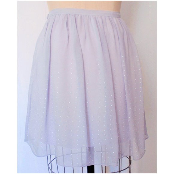 CLUB MONACO LAVENDER PURPLE SILK CHIFFON ENAMEL DOTS COQUETTE MINI SKIRT 10 NWT - Picture 3 of 6